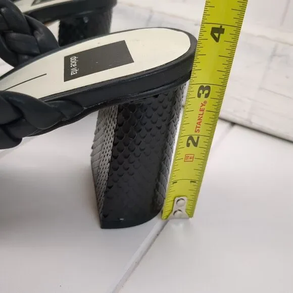 Dolce Vita Paily Black Stella Braided Straps Slip On Heeled Sandals Size 10 - Picture 13 of 13